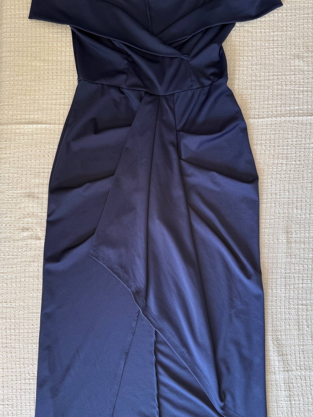 SHEIN Curve Navy Asymmetrical Ruched Midi Dress sz 0XL